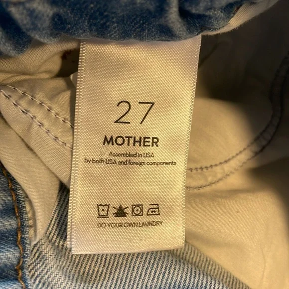 Mother Snacks Jeans 27 Drawn Fun Dip Nerd Blue Elastic Drawstring Straight Loose